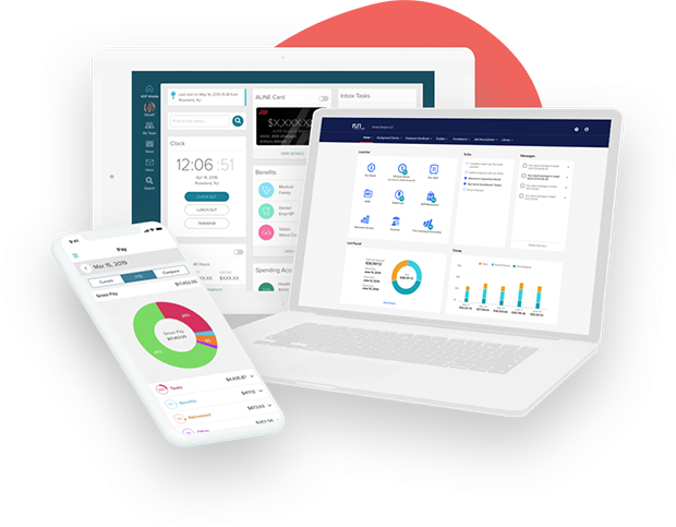 ADP's business payroll service software dashboard