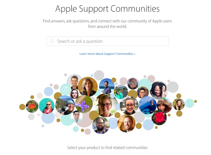 Search bar for Apple Support Communities