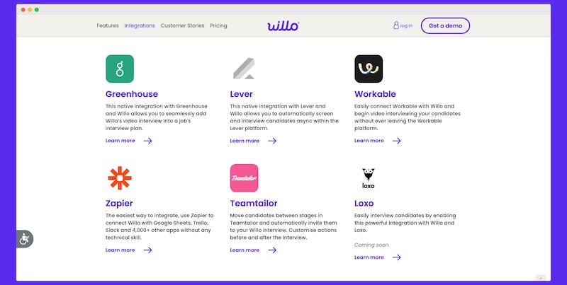 Willo integration dashboard