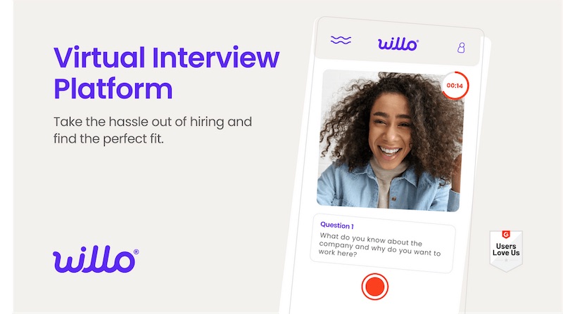 Our reviewer took screenshot of Willo Video Interview Company during the demo