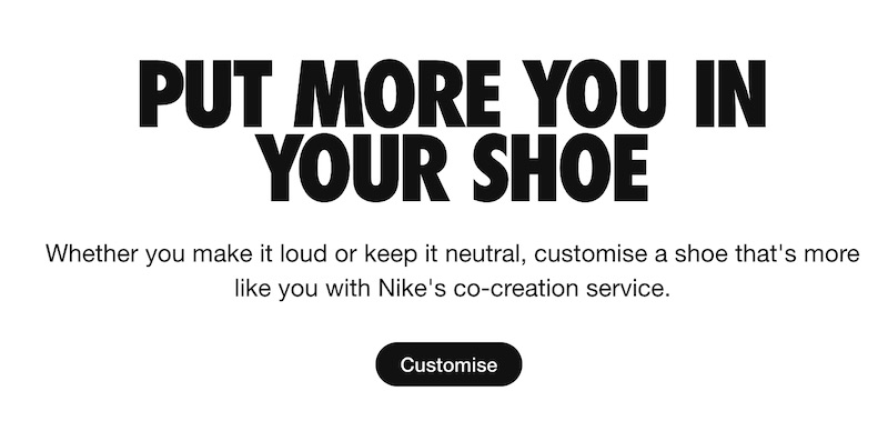 Nike customizable show advertisement