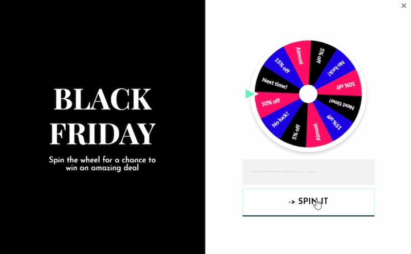 Black Friday discount spin wheel