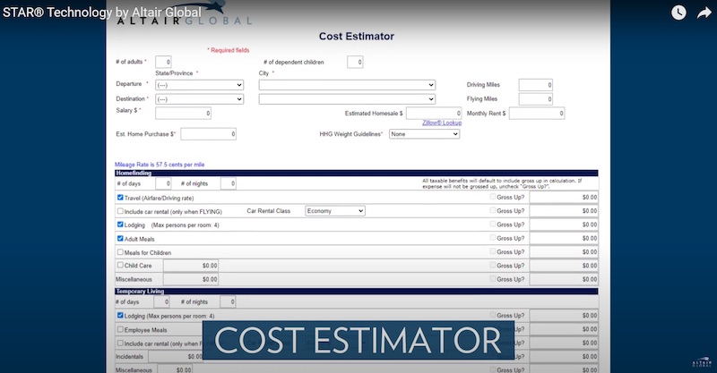 STAR Technology cost estimator