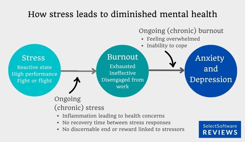The progression from stress to burnout and diminished mental health