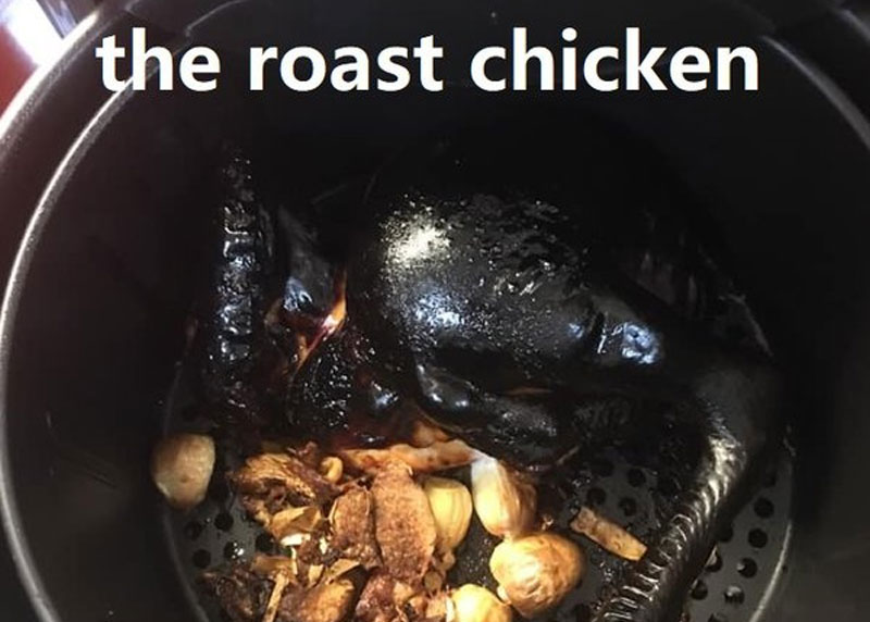Poor customer success is evident when the outcome is a burnt chicken.