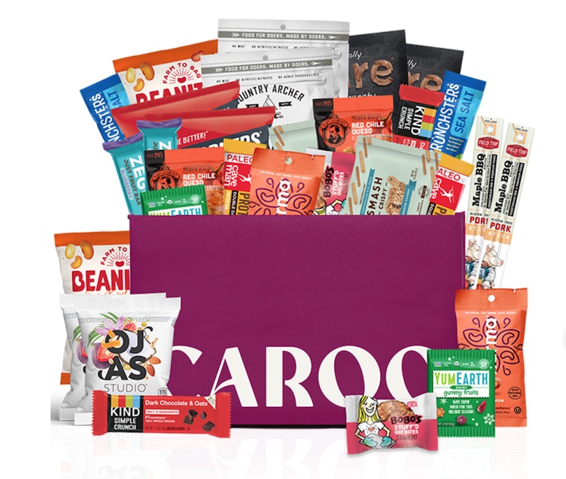 A gift box full of snacks by SnackNation now Caroo