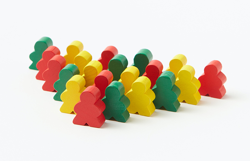 Recruiting with strategic goals depicted by game pieces