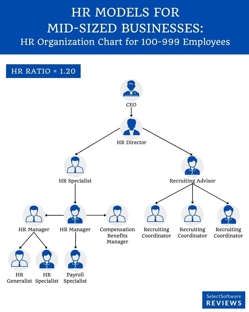 An example of a mid-size organizational HR structure chart