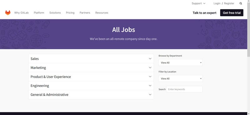 Gitlab remote careers page