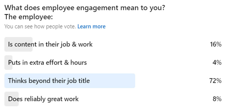 LinkedIn poll on what employee engagement means