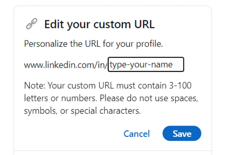 Linkedin custom URL update