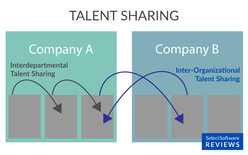 A graphic depicting interdepartmental and inter-organizational talent sharing.
